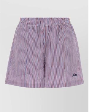 Autry Poplin Shorts Striped Pattern Embroidery - Purple