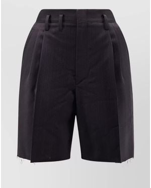 Maison Margiela Striped Virgin Wool Tailored Shorts - Blue