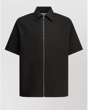 Givenchy Couture Seam Short Sleeve Collared Shirt - Black