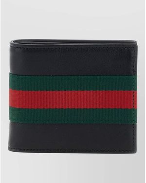 Gucci Web Trademark Leather Bifold Wallet - Red