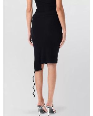OTTOLINGER Mini Skirt Rib Knit Asymmetric Buttons - Black