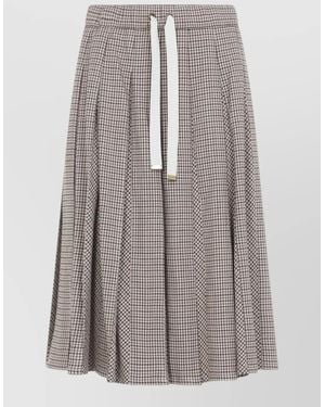 Moncler Checked Pleated Midi Skirt - Gray