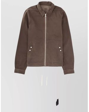 Rick Owens Coat Adjustable Hem Button Cuffs Collar Pockets - Brown