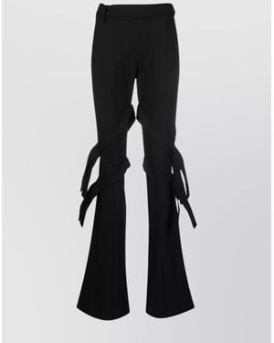 Ambush Virgin Wool Mid-Rise Belted Flared Trousers - Black