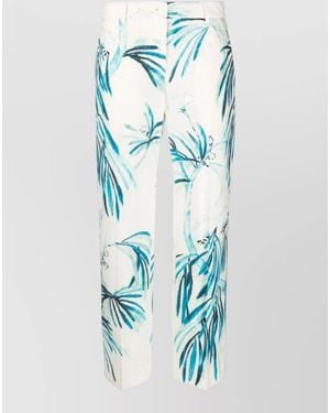 F.R.S For Restless Sleepers Wide Leg Cotton Trousers Leaf Print - Blue