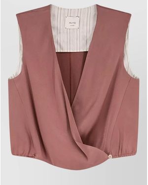Alysi Satin Top Draped Front Elasticated Hem Neckline - Pink