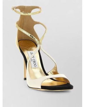 Jimmy Choo Azia Open Toe Metallic Stiletto Pumps