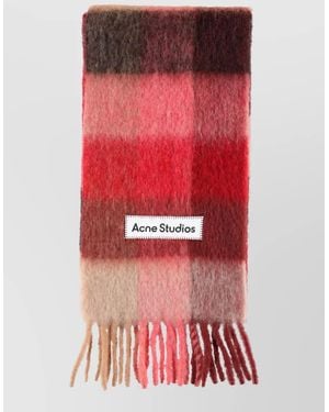 Acne Studios Checked Mohair-Blend Scarf - Red