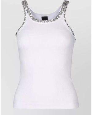 Pinko Crystal Embellished Ribbed Tank Top - White