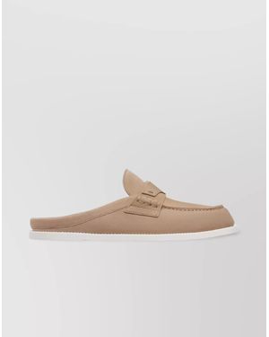 Dior Stitched Detailing Contrast Sole Mules - White