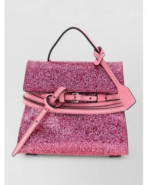 Moschino Leather Glitter Shoulder Bag - Pink