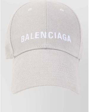 Balenciaga Logo Cotton Cap Curved Brim - White