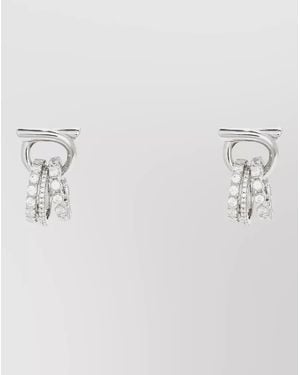 Ferragamo Crystal Hoop Earrings Subtle Light Reflections - Multicolor