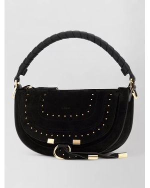 Chloé Marcie Mini Shoulder Bag Curved Silhouette - Black