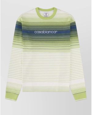 CASABLANCA Crew Neck Knit Jumper Striped Pattern - Green