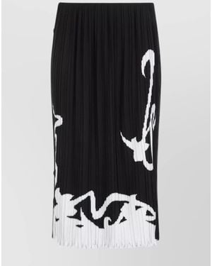 Lanvin Printed Pleated Midi Skirt - Black