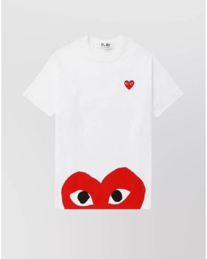 Comme des Garçons Cotton T Shirt Crew Neck Heart - White