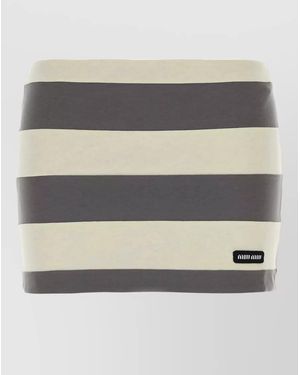 Miu Miu Striped Cotton Mini Skirt - Grey