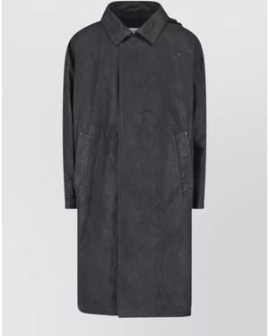 Lemaire Hooded Long Coat Casual Style Pockets - Grey