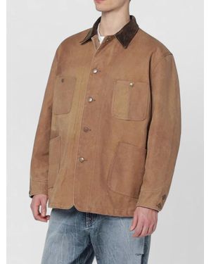 Needles Cotton Jacket Contrast Collar Buttoned Cuffs - Natural
