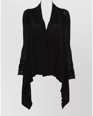 Rick Owens Virgin Wool Wrap Cardigan Long Sleeves - Black