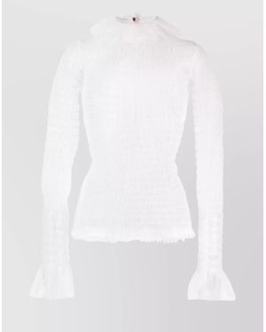 Thom Browne High Neck Frilled Tulle Top - White