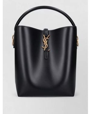 Saint Laurent Bucket Bag Tone Hardware Structured Top Handle - Black