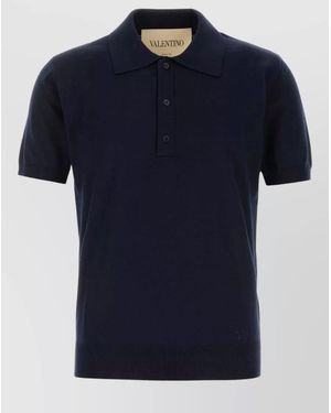 Valentino Garavani Wool Shirt Polo Collar Short Sleeves - Blue