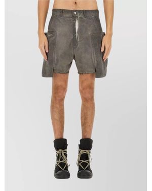 Rick Owens Cargo Bermuda Shorts Frayed Hem - Gray