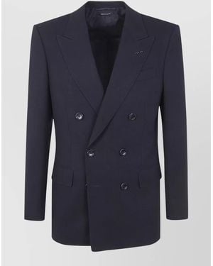 Tom Ford Light Fresco Double Breasted Tailored Jacket - Blue
