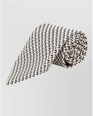 Tom Ford Silk Tie Geometric Pattern Easy Knot - White