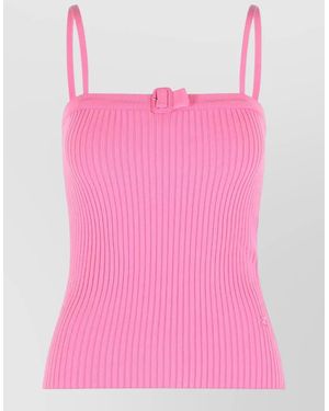 Courreges Tank Top Viscose Blend Buckle Detail - Pink