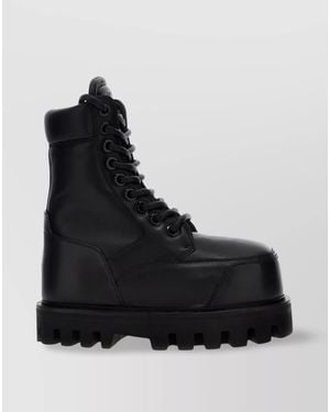 McQueen Leather Ankle Boots - Black