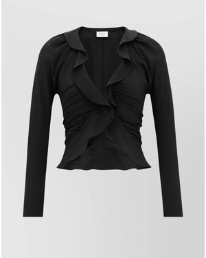 Saint Laurent Silk Ruffled Blouse - Black
