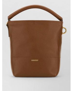 Burberry Leather Bucket Bag Tone Hardware Top Handle - Brown