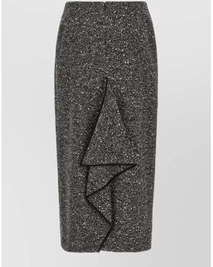Valentino Garavani Chevron Bouclé Skirt High Waist Midi - Gray