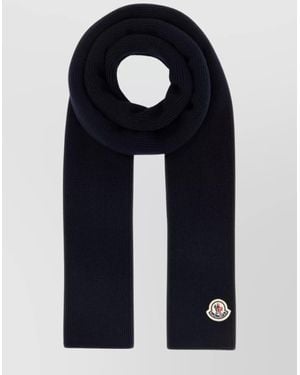 Moncler Ribbed Wool Scarf For All Seasons - Blue