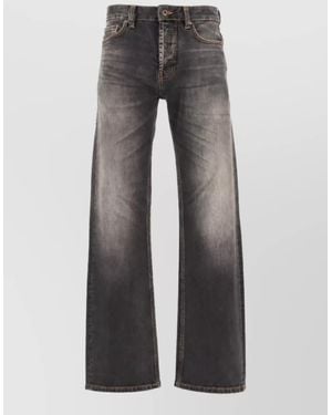 Emporio Armani Stretch Denim Loose-Fit Straight-Leg Jeans - Grey