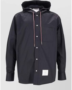 Thom Browne Hooded Straight Fit Long Sleeve Shirt - Blue