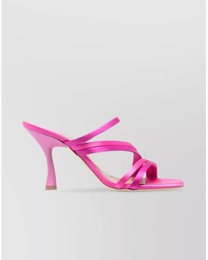 Malone Souliers Sculpted Heel Satin Mules - Pink