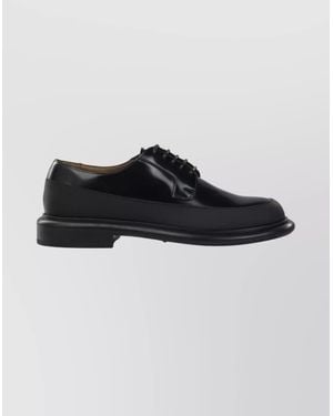Givenchy Round Toe Leather Derby Lace-Up Shoes - Black