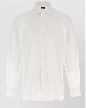 Finamore 1925 Napoli Shirt Button Down Collar Cuffs - White