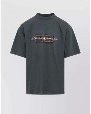 Balenciaga Short Sleeve Graphic Print T-Shirt - Gray