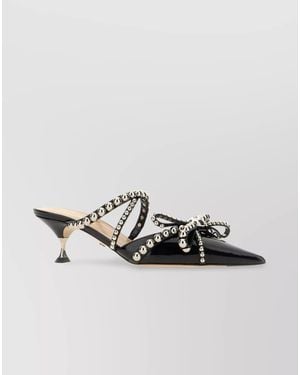 Mach & Mach Studded Patent Leather Mules - Metallic