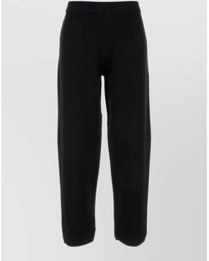 MM STUDIO Viscose Blend Dula Trousers Elastic Waistband - Black