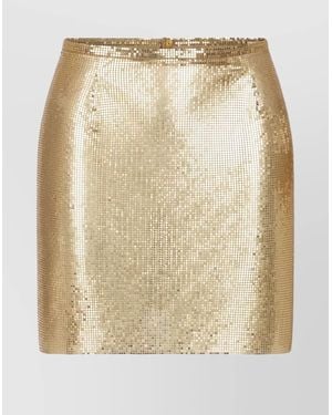 Rabanne Metallic Sequin Button Skirt - Natural