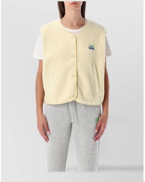 American Vintage Sleeveless Fleece Gilet Side Pockets - Natural