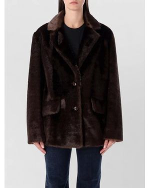 Stand Studio Eco Mink Blazer Coat Oversized Shoulders - Black