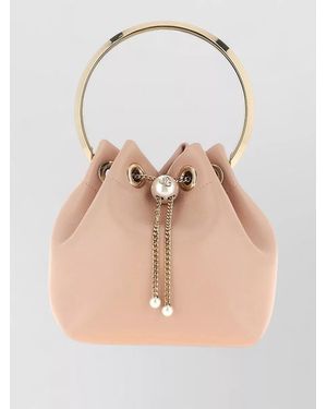 Jimmy Choo Bon Bon Clutch Bag Chain Strap - Natural