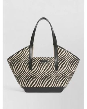 Marni Small Tote Bag Zebra Pattern Canvas - Grey